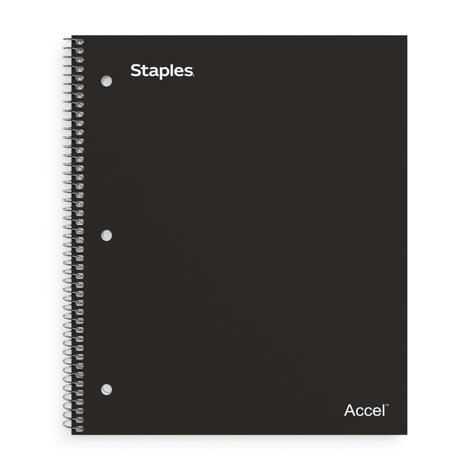 STAPLES Accel 1-Subject Notebook, 8.5” x 11”, College Ruled, 100 Sheets, Black