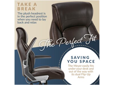 La-Z-Boy Meyer Ergonomic Bonded Leather Swivel Executive Chair, Brown (60082-BRN)