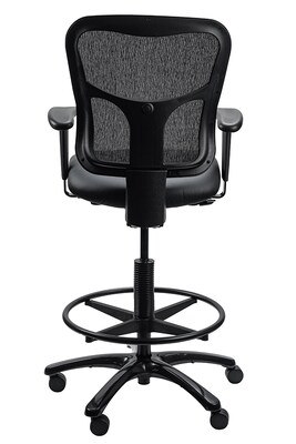 Tempur-Pedic Vinyl Drafting Stool with Backrest and Footrest with Lumbar Support, Black (TP8200-DBLKV)