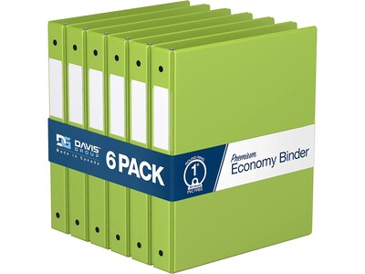 Davis Group Premium Economy 1 3-Ring Non-View Binders, Lime Green, 6/Pack (2311-24-06)