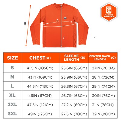 Chill-Its 6689 High Visibility Long Sleeve T-Shirt, Orange, Large (12179)