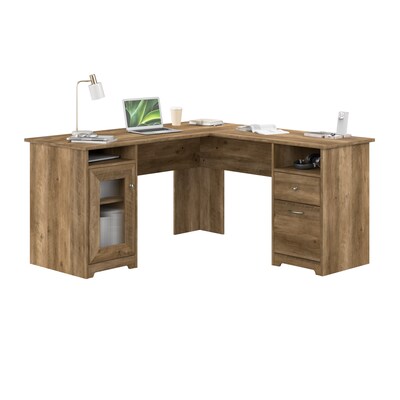 Bush Furniture Cabot 60"W Wood L-Shaped Computer Desk, Reclaimed Pine (WC31530K)