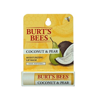 Burts Bees Coconut & Pear Lip Balm, 0.15 oz Tube, 12 Tubes/Bag, 10 Bags/Carton
