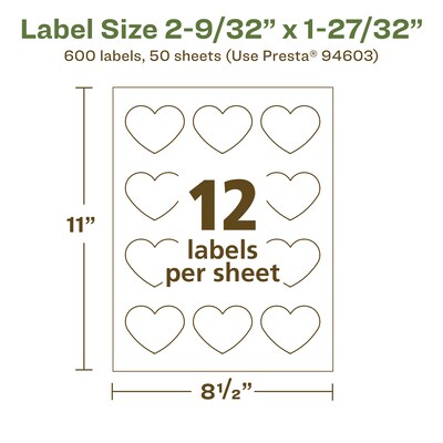 Avery EcoFriendly Laser/Inkjet Decorative Edge Multipurpose Labels, 2-9/32" x 1-27/32", White, 600/Box (94603)