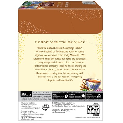 Celestial Seasonings India Spice Chai Tea, 0.13 oz. Keurig® K-Cup® Pods, 24/Box (14738)