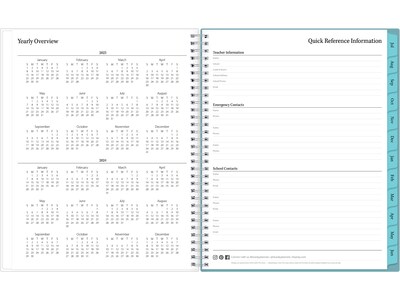 2023-2024 Blue Sky Dots 8.5" x 11" Academic Weekly & Monthly Teacher Planner, Plastic Cover, Multicolor (100330-A24)