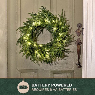 Fraser Hill Farm 24” Real Feel Artificial Wreath (FFRF024W-5MGR)