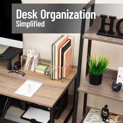 Mind Reader Glass/Copper File Holder, Gold (BW-GLD)