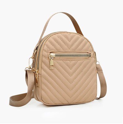 Nicci Polyester Cross-Body Quilted Bag, Nude (CB3240510C-NUD)
