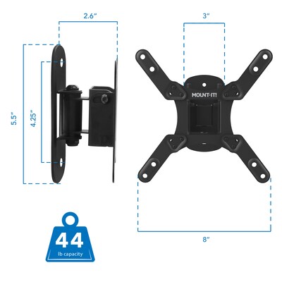 Mount-It! Compact Full Motion TV Wall Mount For TVs up to 50", Holds up to 44lbs. (MI-2829XL)
