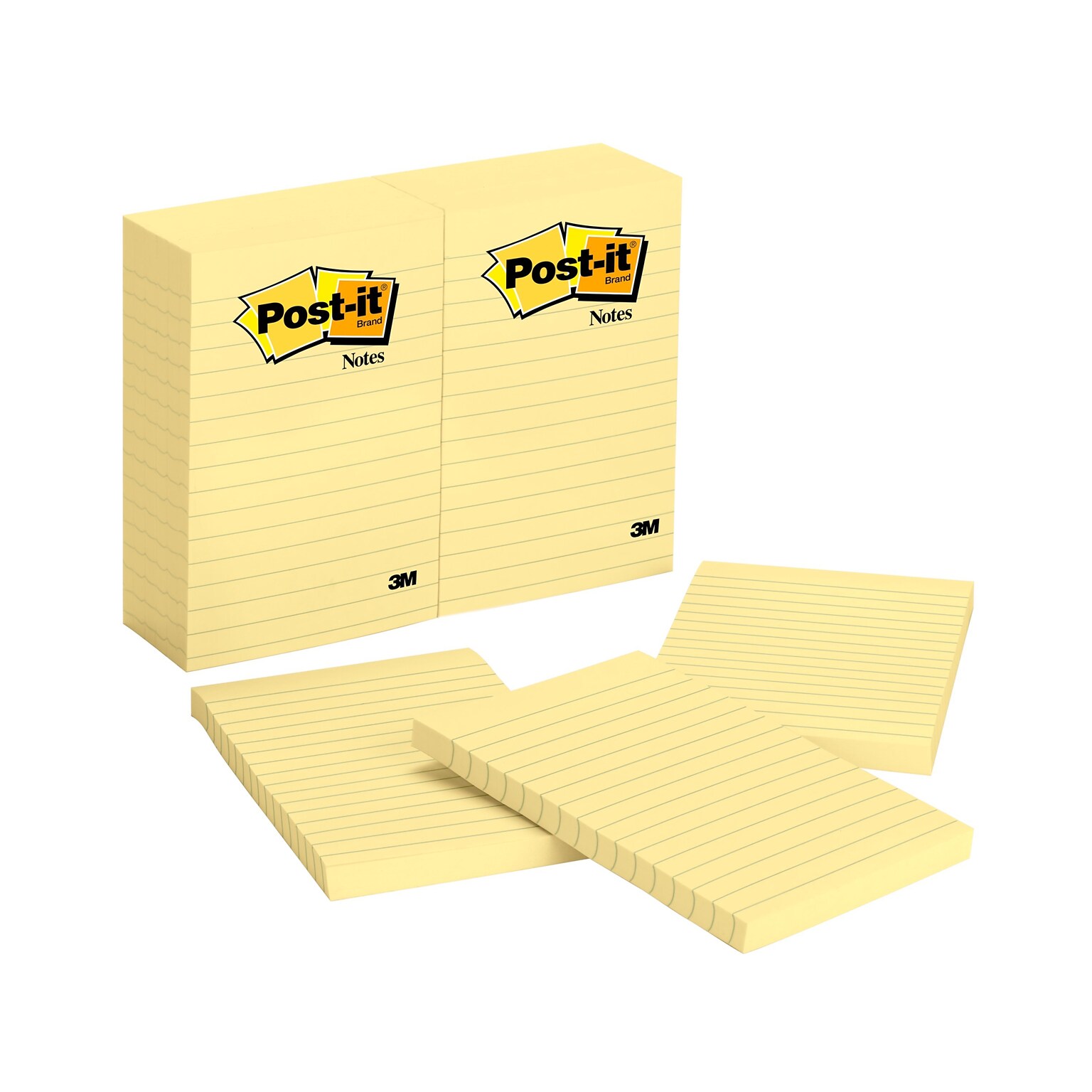 Post-it® Notes, 4 x 6, Canary Yellow, Lined, 100 Sheets/Pad, 12 Pads/Pack (660)
