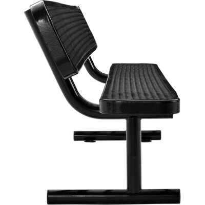 Global Industrial 8' Outdoor Steel Bench w/ Backrest, Expanded Metal, Black (277155BK)