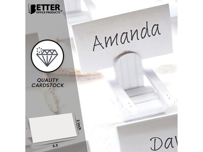 Better Office 2" x 3.5" White Table Tent Place Card, 100/Pack (64649-100PK)