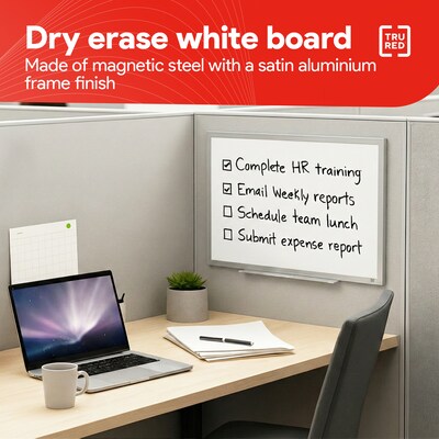TRU RED™ Magnetic Steel Dry Erase Board, Satin Frame, 2' x 2' (TR61179)