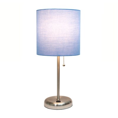 Creekwood Home Oslo 19.50 LED Table Lamp with USB Port, Brushed Steel/Blue (CWT-2012-BL)