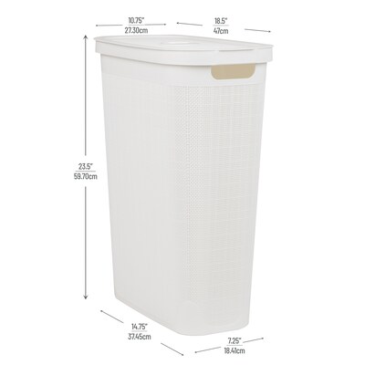 Mind Reader 10.57-Gallon Hamper with Lid, Plastic, White (40FABHAMP-WHT)