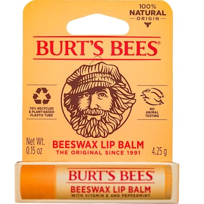 Burt's Bees Vitamin E and Peppermint Lip Balm, 0.15 oz Tube, 6 Tubes/Box, 8 Boxes/Carton