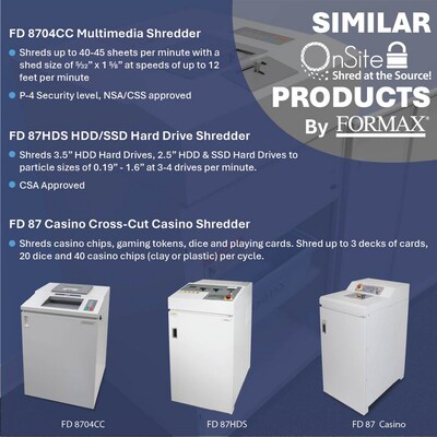 Formax OnSite Cross-Cut Multimedia Shredder (FD 87SSD)
