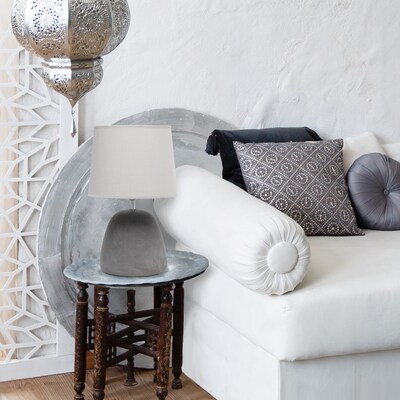 Simple Designs Round Concrete Table Lamp, Gray (LT2058-GRY)
