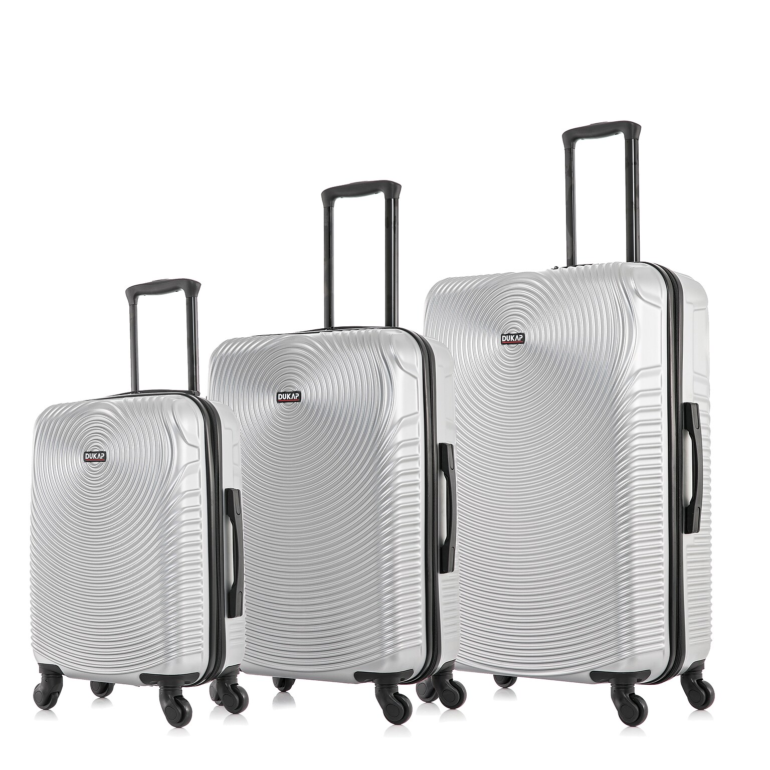 DUKAP INCEPTION 3-Piece Hardside Spinner Carry-On Luggage Set, TSA Checkpoint Friendly, Silver (DKINCSML-SIL)