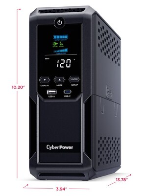 CyberPower Intelligent LCD UPS System, 1500VA/900W, 12 Outlets, 2 USB Ports, AVR, Mini Tower, Black (CP1500AVRLCD3)