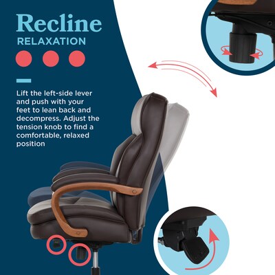 La-Z-Boy Colston Ergonomic Vegan Leather Swivel Executive Chair, Dark Brown (60120-DBRN)