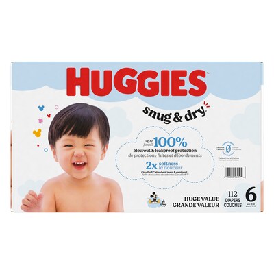Huggies Snug & Dry Baby Diapers, Size 6, 112/Carton (51516/56459)