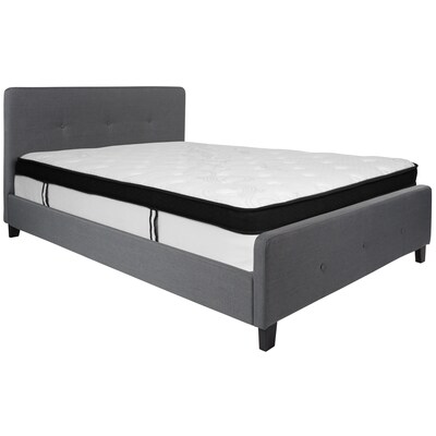 Flash Furniture Tribeca Tufted Upholstered Platform Bed in Dark Gray Fabric with Memory Foam Mattress, Queen (HGBMF31)