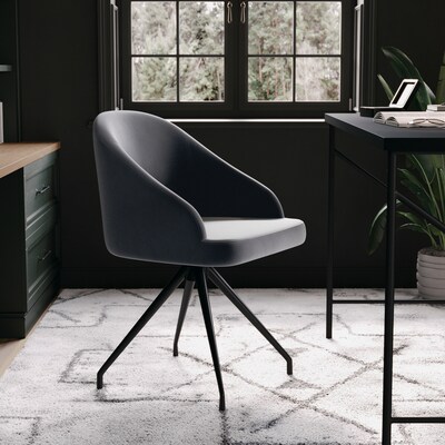 Martha Stewart Sora Velvet Swivel Task Chair, Gray/Oil Rubbed Bronze (CH222119GYBK)