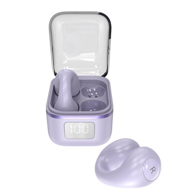 echelon Echo Open Earbuds True Wireless Open-Ear Clip-On Design, IPX5 Water Resistant Purple
