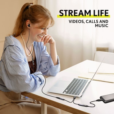 Overtime USB-C to USB-C & 3.5mm Audio and 100W Charging Splitter Adapter, Black (OADCTC35BK)