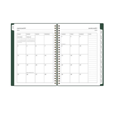 2026 Blue Sky Bespoke Letterpress 8.5" x 11" Calendar Year Weekly & Monthly Planner, Plastic Cover, Deep Forest Green (156225)