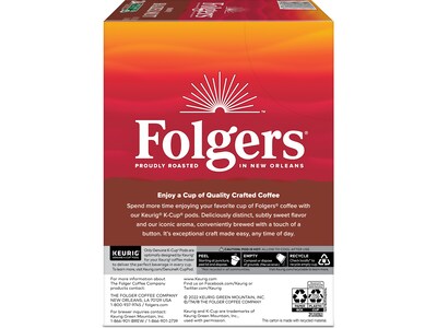 Folgers Toasty Hazelnut Coffee Keurig K-Cup Pods, Medium Roast, 96/Box (6109CT)
