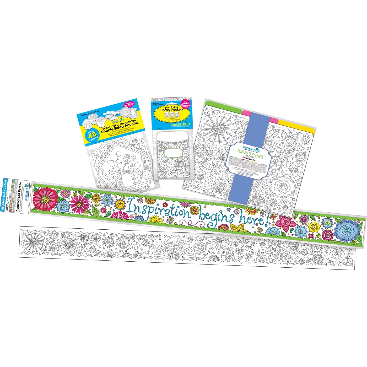 Barker Creek Color Me! In My Garden Classroom Decor Set, 4 Packs/Set (BC3509)