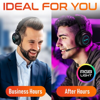 Delton G520 Wireless Noise Canceling Bluetooth Stereo Business/Gaming Over-the-Ear Computer Headset, Black (DBHG520)