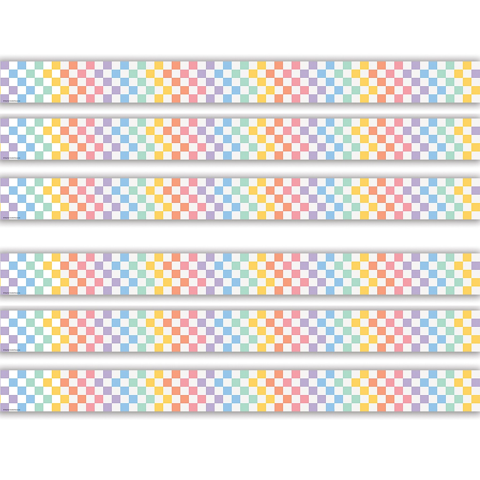 Teacher Created Resources Straight Border Trim, 3 x 2.92, Cool for School Checkers, 12/Pack, 6 Packs/Bundle (TCR9310-6)