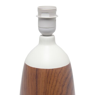Simple Designs Ceramic Oblong Table Lamp, Dark Wood and White (LT1117-OFF)