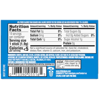 Trident Original Gum, 14 Pieces/Pack, 12/Packs (VAM05020)