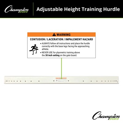 Champion Sports Adjustable Training Hurdle, Red/White (CHSPH)