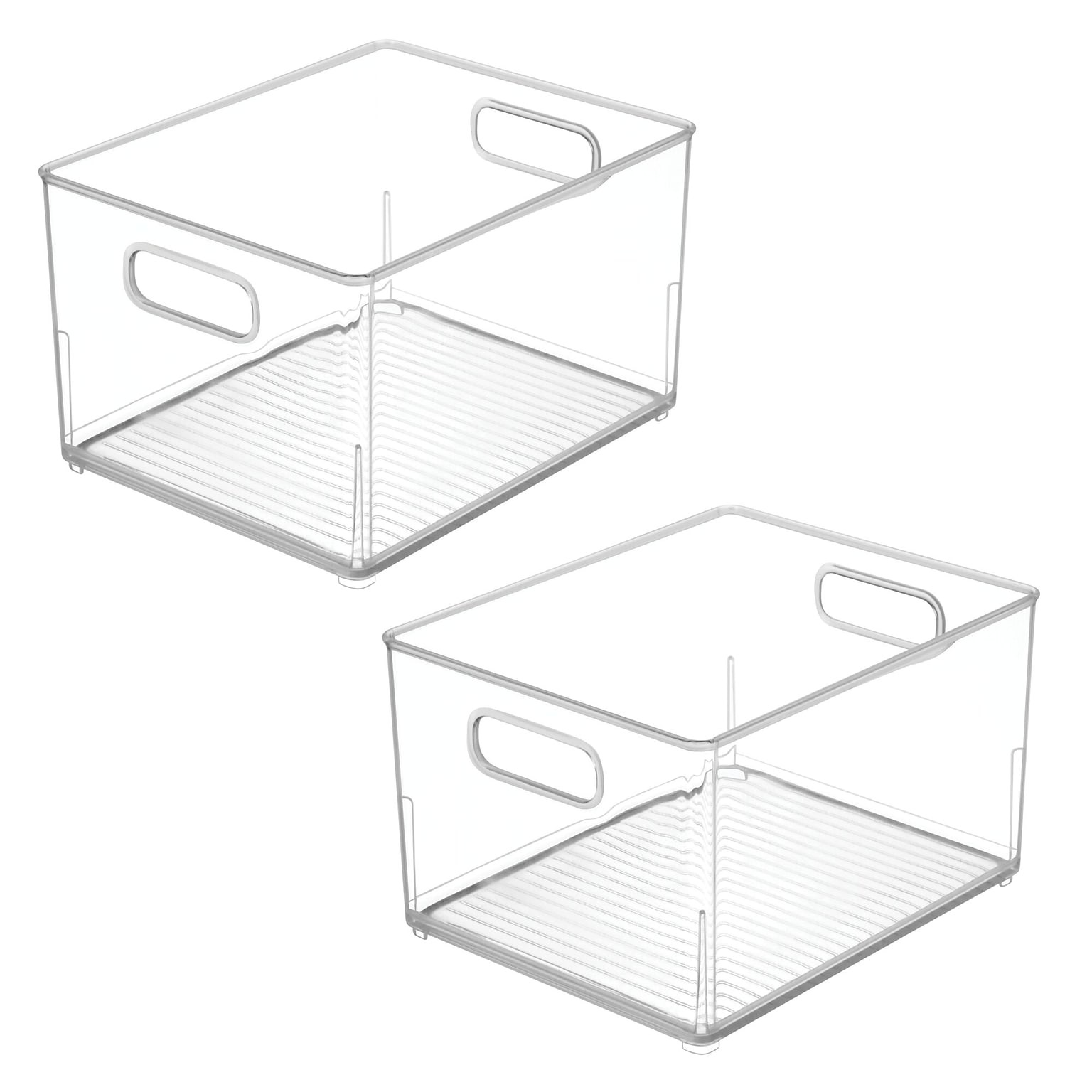 Small Stackable Plastic Bathroom Storage Bin with Handles - Organizer Bin for Bathroom Countertop or Vanity