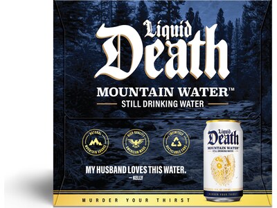 Liquid Death Mountain Water, 12 fl. oz., 6 Cans/Box, 4 Boxes/Carton (LD-12-4x6pk)
