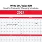 2024 Staples 15.69" x 12" Dry Erase Wall Calendar, Red/White (ST53905-24)