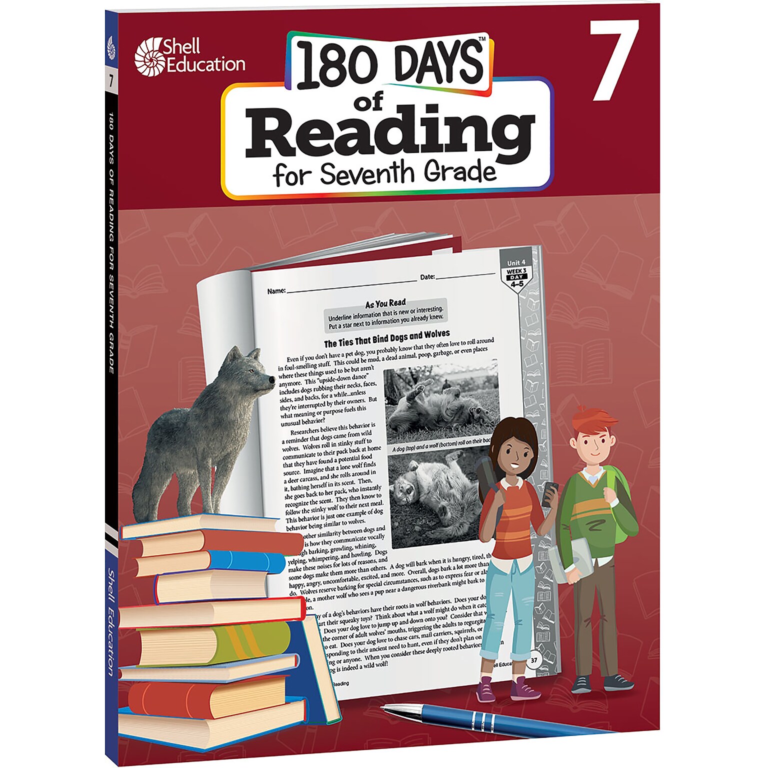 Shell Education 180 Days of Reading 2nd Edition, Grade 7 (SEP135158)