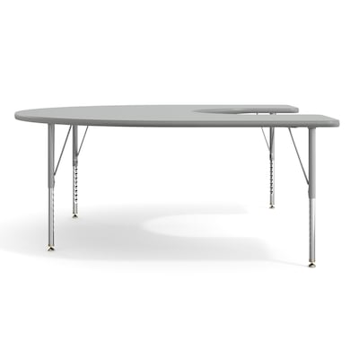 Flash Furniture Wren Horseshoe Activity Table, 66" x 60", Height Adjustable, Gray Top/Silver Frame (XUA6066HRSEGTP)