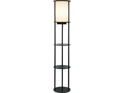 Simple Designs 62.5 Matte Black Floor Lamp with Cylindrical Shade (LF2010-BLK)