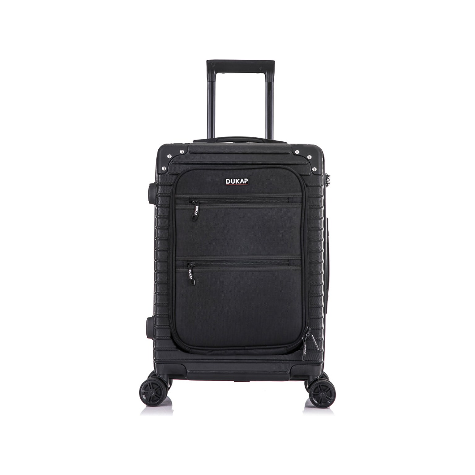 DUKAP Tour 20 Hardside Carry-On Suitcase, 4-Wheeled Spinner, TSA Checkpoint Friendly, Black (DKTOU00S-BLK)