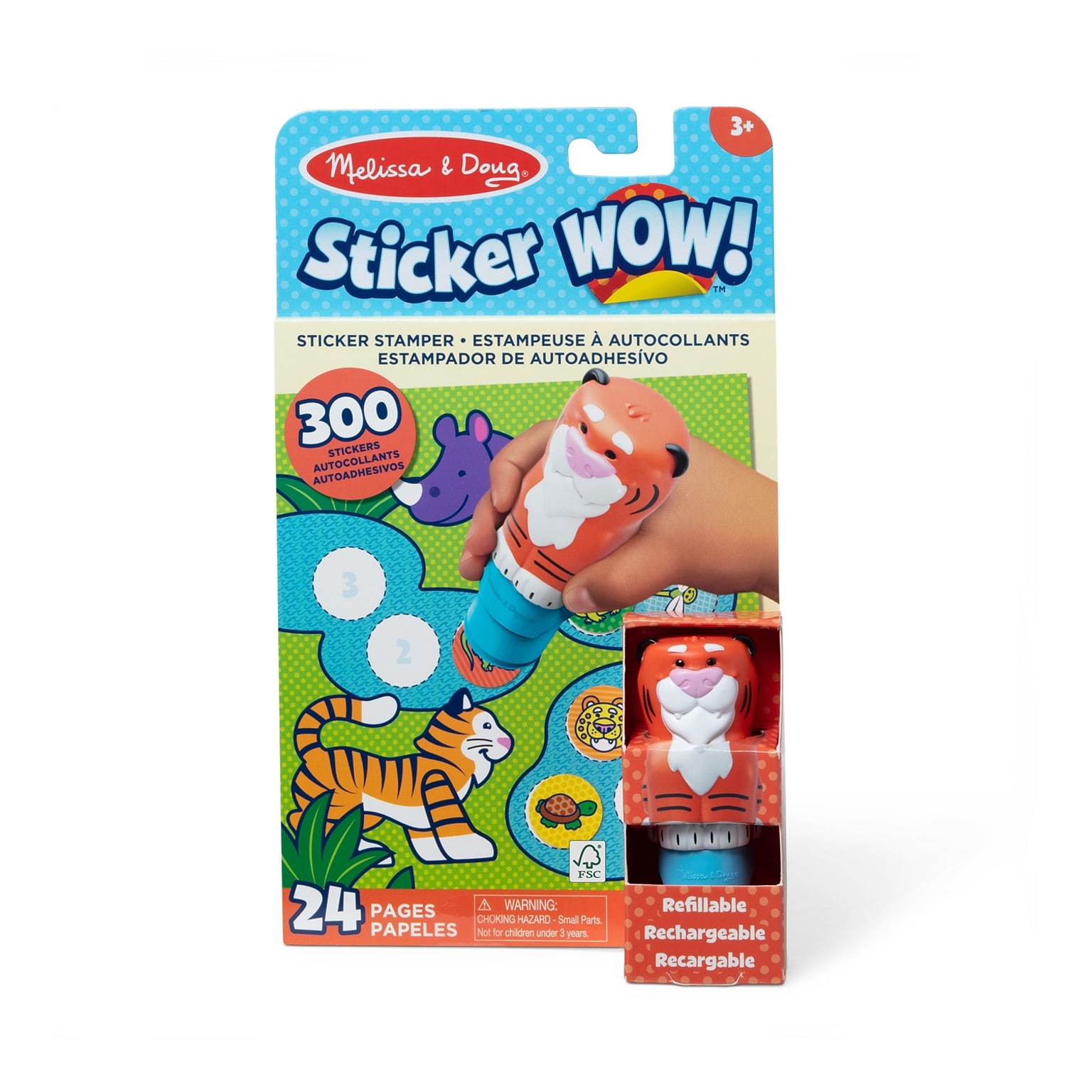Melissa & Doug Sticker WOW! Activity Pad and Sticker Stamper, Tiger, 8/Pack (32014)