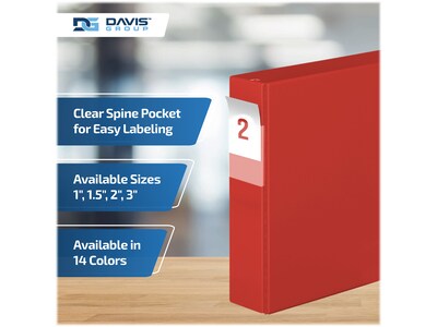 Davis Group Premium Economy 2" 3-Ring Non-View Binders, D-Ring, Red, 6/Pack (2304-03-06)