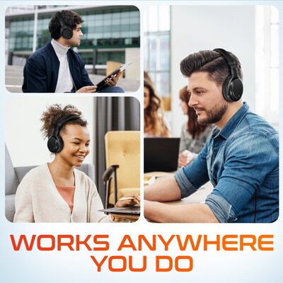 Delton M101 Wireless Bluetooth Over-the-Ear Headphones, Active Noise Canceling Stereo Business/Gaming Headset, Black (DHBM101)