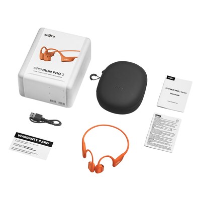 Shokz OpenRun Pro 2 Wireless Bone-Conduction Open-Ear Sport Headphones, Bluetooth, Orange (S820-ST-OR-US)